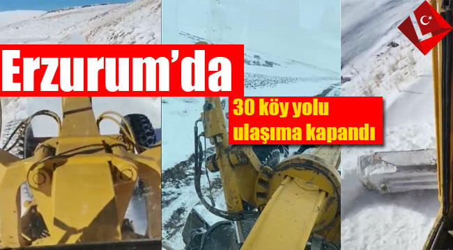 Erzurum'da 30 köy yolu ulaşıma kapandı